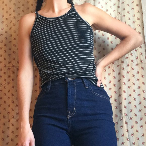 SOLD | Explorations Vintage Silver Striped Tank Top - Picture 1 of 5